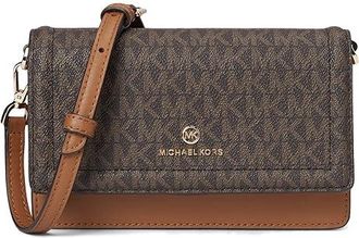 Michael Kors Jet Set Charm Small Phone Crossbody Womens Handbags Brown/Acorn, Leather/Canvas