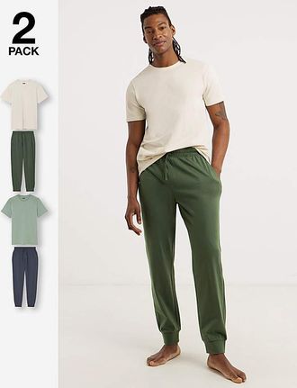 Jacamo 2 Pack T-Shirt And Cuffed Hem PJs