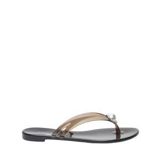 Casadei Flip Flops, female, Black, Size: 10 US Jelly Flat Sandals