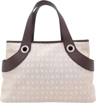 Bulgari Pre-owned Handbags, female, Beige, Size: ONE SIZE Pre-owned Canvas Handbag
