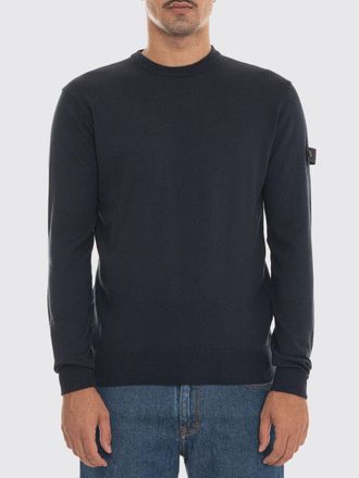 Peuterey Maglia girocollo in misto cotone e lana con logo applicato
