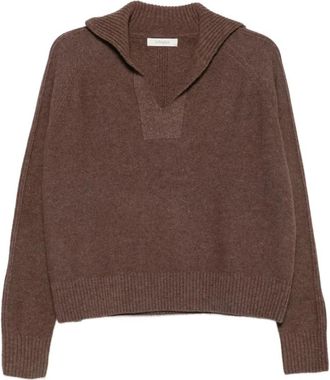 Jcsophie Pilar Sailor-collar Sweater - Dames - V-hals truien - Bruin - XS - Wol - Truien & Vesten