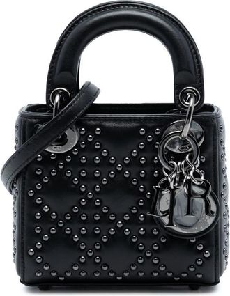 Dior Pre-owned Dior Micro Lambskin Cannage Studded Supple Lady Dior Ladies 04XMA-0242