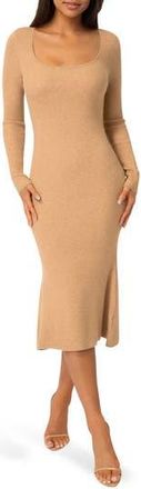 Bebe Scoop Neck Long Sleeve Sweater Dress in Camel at Nordstrom Rack, Size X-Small
