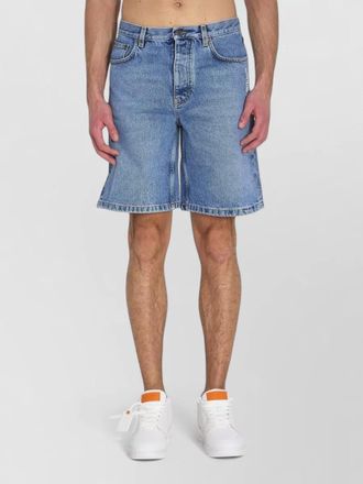 Off-white denim mid-rise wide-leg tailored shorts
