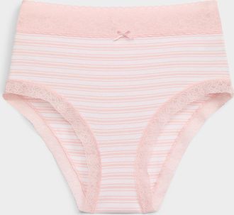 Miiyu Womens Lace trim high-waist bikini panty Organic cotton and nylon