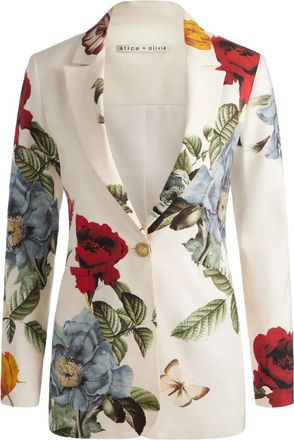 Alice & Olivia Blazer Breann aderente a fiori - Bianco