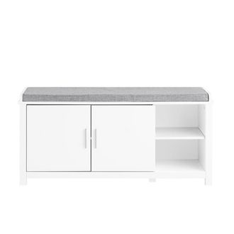 SoBuy Banco zapatero con 2 puertas para entrada blanco
