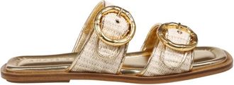 Amato Daniele Ivory/Gold Flat Sandal - Dames - Sandalen - Veelkleurig - 36 EU - Leer - Schoenen