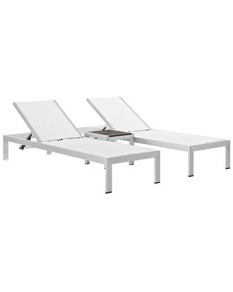 ModWay Shore 3Pc Outdoor Patio Aluminum Chaise Lounge Set