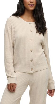 Barefoot Dreams CozyChic Ultra Lite Textured Ribbed Cardigan in Stone at Nordstrom, Size X-Large