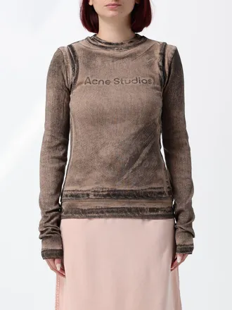 Acne Studios T-shirt a maniche lunghe in cotone slim fit con logo tono su tono