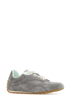 Bottega Veneta Womens Grey Suede Orbit Flash Sneakers Greymint