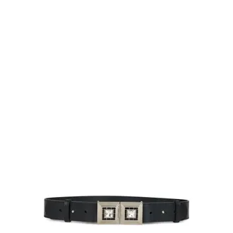 Alberta Ferretti Leather Belt with Elegant Buckle - female - Alberta Ferretti - Belts - Black - S - Accessories