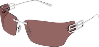 Balenciaga BB0485SA Asian Fit 004 Mens Sunglasses Silver Size 76