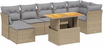 vidaXL Vidaxl - Juego De Sof&aacute;s De Jard&iacute;n Con Cojines Beige 8 Pzas Rat&aacute;n Pe