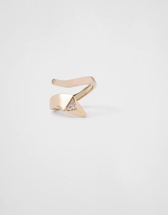 Prada Eternal Gold snake mini ring in yellow gold and diamonds