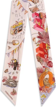 Ferragamo Mb Jungpart Printed Silk Scarf