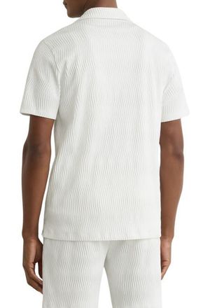 Reiss Aleo Textured Wave Camp Shirt in White at Nordstrom, Size Xx-Large