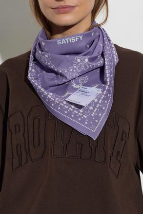 SATISFY Patterned Cotton Scarf, Unisex, Purple