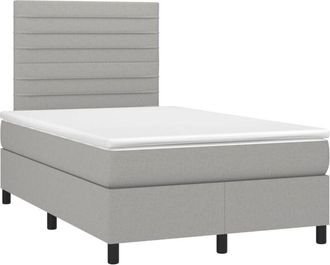 vidaXL Vidaxl - Cama Box Spring Con Colch&oacute;n Y Led Tela Gris Claro 120x190 Cm