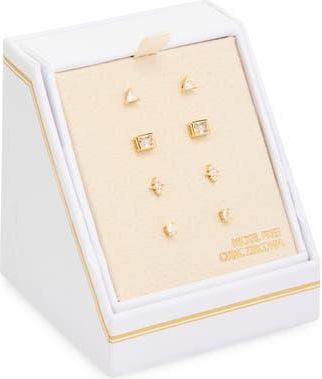 Nordstrom Rack Set of 4 Cubic Zirconia Stud Earrings in Clear- Gold at Nordstrom Rack