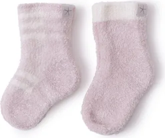 Barefoot Dreams CozyChic Lite 2-Pack Assorted Sock Set in Barely Pink-Cream at Nordstrom