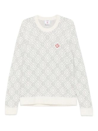 Casablanca patterned logo sweater - White
