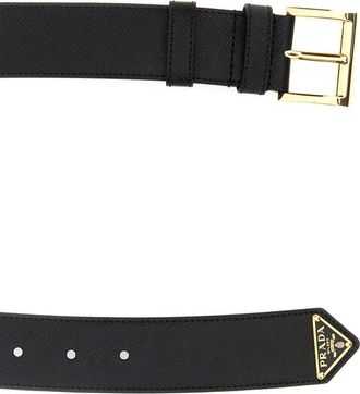 Prada Womens Calfskin Leather Belt Black