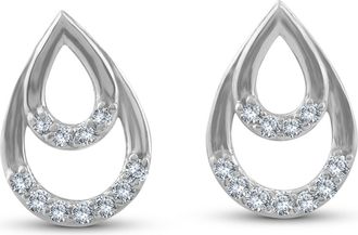 Pompeii3 1/10ct Diamond Pear Shape Dangle Petite Earrings 14k White Gold