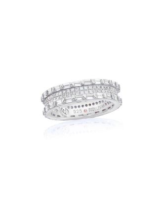 Suzy Levian Suzy Levian Silver Cz Baguette Framed Eternity Ring