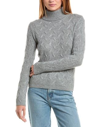 Sofiacashmere Sofiacashmere Rib Cable Turtleneck Wool & Cashmere-Blend Sweater