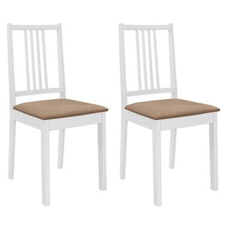 vidaXL Sedie Da Pranzo Con Cuscini 2 Pz Bianche In Legno Massello - Vidaxl