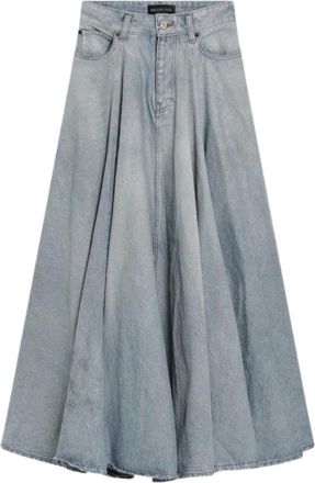 Balenciaga Godet Maxi Rok - Dames - Spijkerrokken - Blauw - XS - Katoen - Rokken