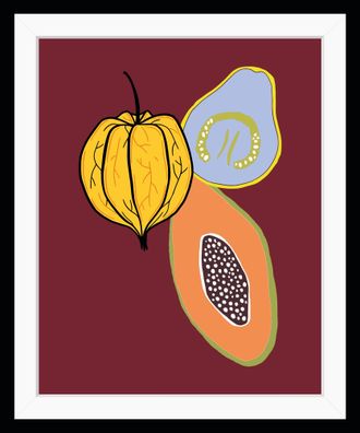 Queence Bild »Balea« Blätter Essen Lebensmittel Obst Obst Bilder HD Premium Poster-Druck inkl. Holzrahmen