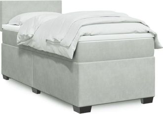 vidaXL Vidaxl - Cama Box Spring Con Colch&oacute;n Terciopelo Gris Claro 90x190 Cm