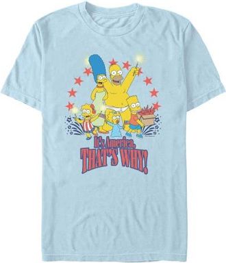 The Simpsons Mens The Simpsons Its Family Thats Why T Shirt in Light Blue at Nordstrom, Size Xxx-Large