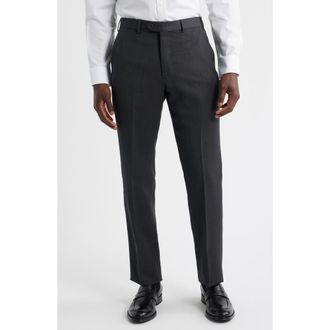 Emporio Armani Flat Front Wool Dress Pants in Solid Black at Nordstrom Rack, Size 34 Us/ 50 Eu