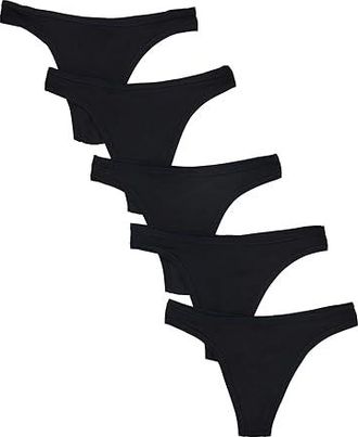 Pact Everyday Classic Thong 5-pack Womens Underwear Black : XL, Cotton/Elastane
