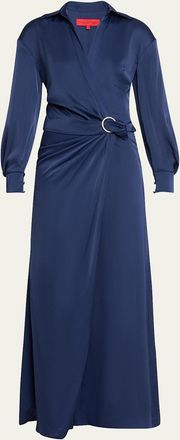 Halston Heritage Ivon Faux-Wrap Charmeuse Gown