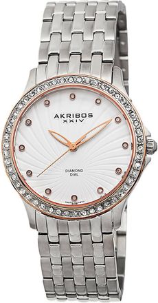 Akribos XXIV Akribos Xxiv Womens Stainless Steel Diamond Watch