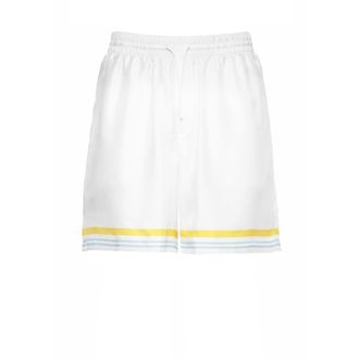 Casablanca Beachwear, male, White, Size: M Tennis Landscape Silk Shorts