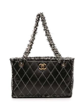 Chanel 2011 CC Quilted Calfskin Tweedy Shopping tote bag - women - Calf Leather/Fabric - One Size - Black