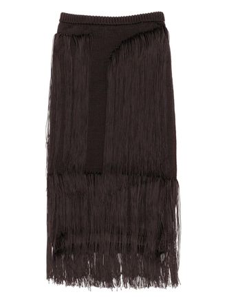 Bimba & Lola fringe layered skirt - women - Polyester - S - Brown
