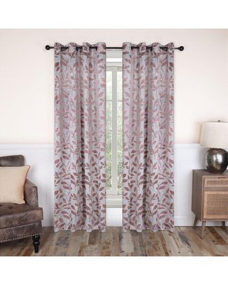 Superior 52X120 Leaves Modern Bohemian Blackout 2Pc Curtain Panel Set