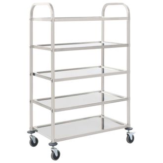 vidaXL Carrito De Cocina De 5 Alturas 107x55x147 Cm Acero Inoxidable Vidaxl