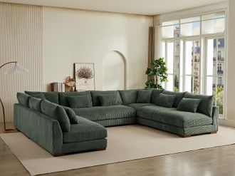 Vente-Unique Grande divano angolare panoramico in Velluto a coste Verde - SPERONE di PASCAL MORABITO