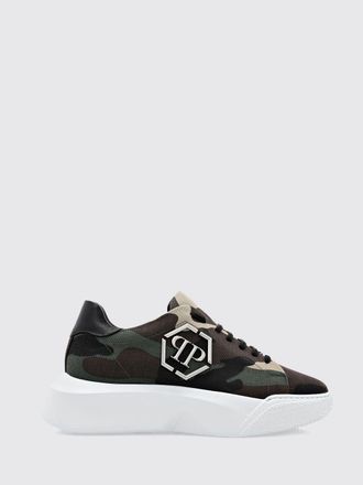 Philipp Plein Camouflage Cotton Low-Top Sneakers with Chunky Sole and Hexagon Logo