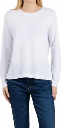 Elliott Lauren Waffle Stitch Raglan Sweater In White