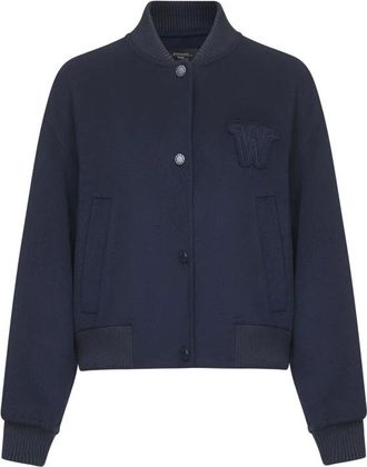 Max Mara Bomber Jackets, female, Blue, XS, Blue Wool Bomber Jacket